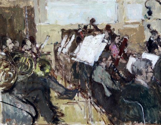§ Bernard Dunstan RA (1920-2011) The BBC Symphony Orchestra rehearsing at Broadcasting House, 9.5 x 12.5in.
